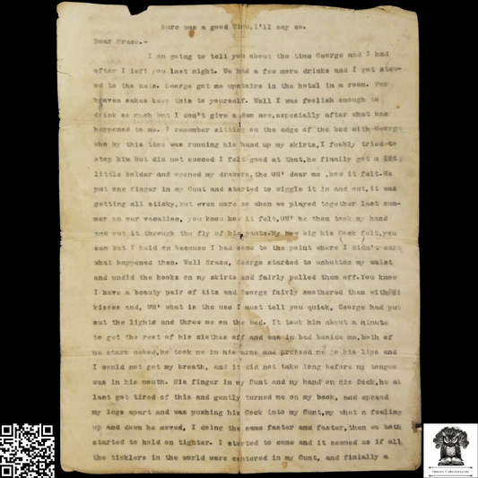 c1920 Clandestine Erotic Confession Story Written In Correspondence Style - Epistolary Underground Literature - Explicit Adult Content - Two Pages