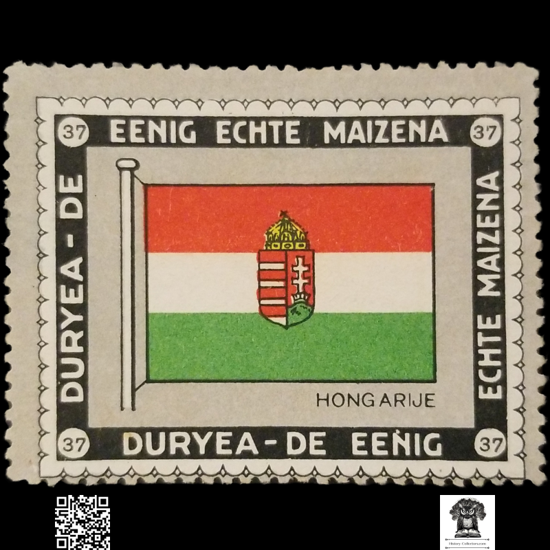 c1920 Dutch Advertising Cinderella Poster Stamp - Duryea Pudding Powder - Hungary Flag