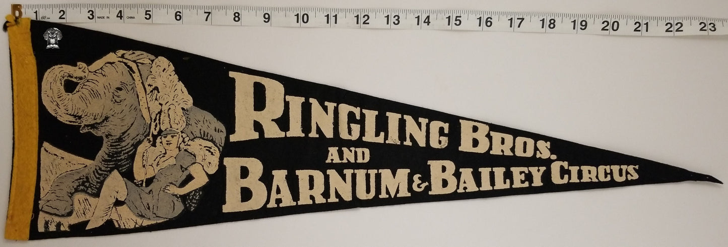 c1920s Ringling Bros and Barnum & Baily Circus Souvenir Pennant