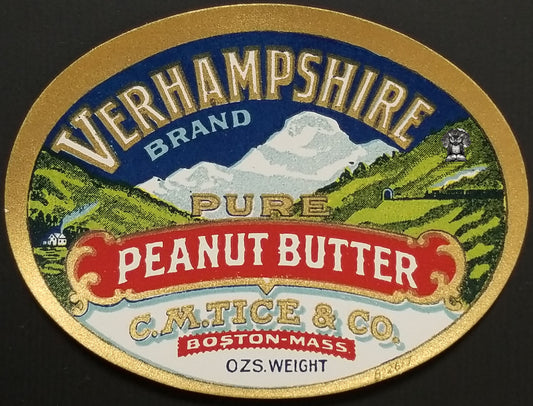 c1920s Verhampshire Pure Peanut Butter Label - G.M. Tice Boston Massachusetts