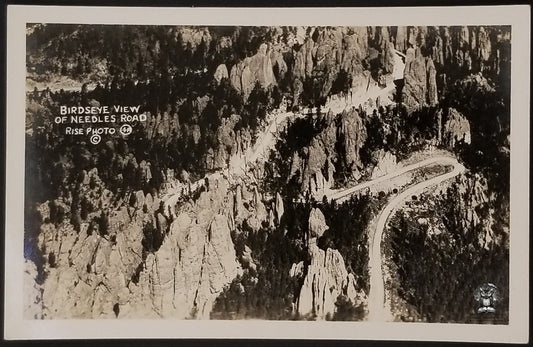 c1925 RPPC Picture Postcard - Aerial View Needles Highway Black Hills Custer State Park South Dakota - DOPS Stamp Box