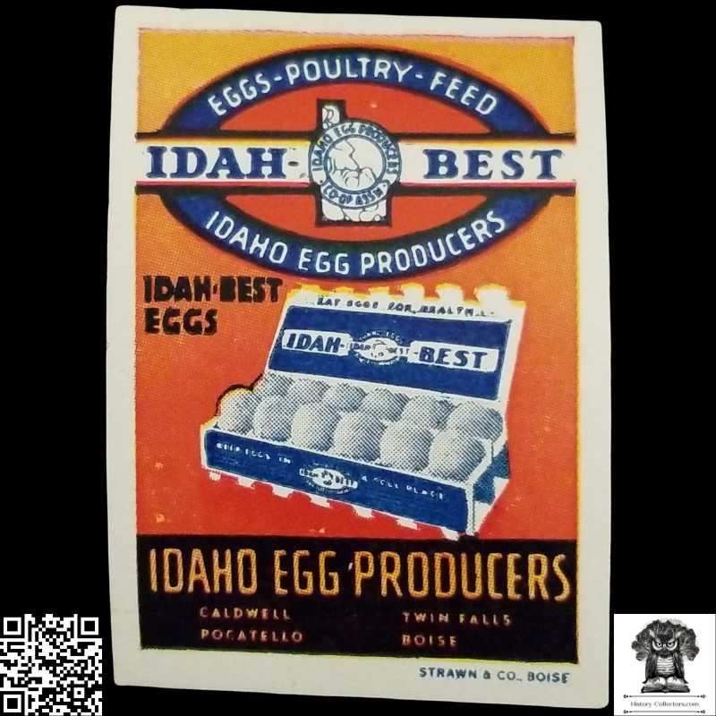 c1930 Idaho Egg Producers Idah-Best Poster Label - Agricultural Farming Cooperative