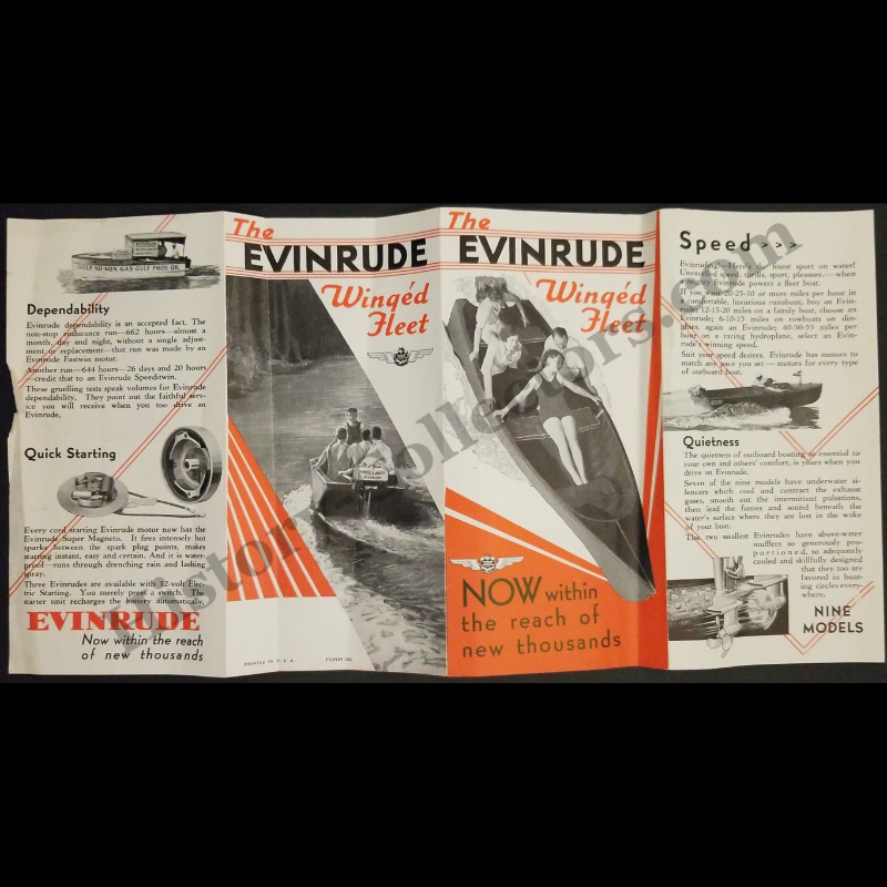 c1935 Evenrude Outboard Motors Sales Brochure - Milwaukee Wisconsin - Great Depression Era - Ready For Framing