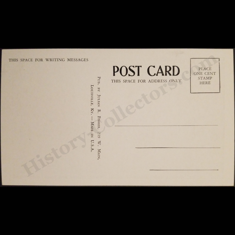 c1937 Louisville Kentucky Flood Lithograph Postcard (Not RPPC) - Central Avenue - Churchill Downs - Julian R. Fisher - Unattributed Photograph - Great Depression Era
