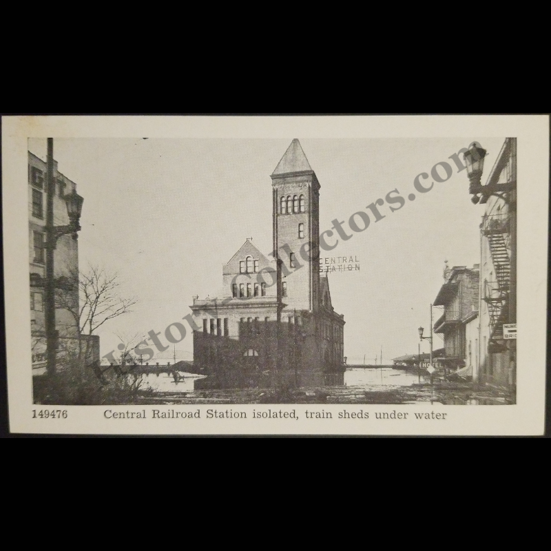 c1937 Julian R. Fisher Louisville Kentucky Ohio River Flood Postcard (Not RPPC)- Central Railroad Station - Caufield & Shook Photograph