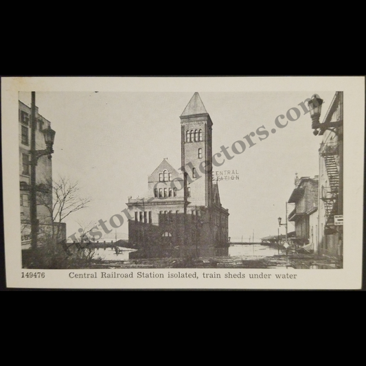 c1937 Julian R. Fisher Louisville Kentucky Ohio River Flood Postcard (Not RPPC)- Central Railroad Station - Caufield & Shook Photograph