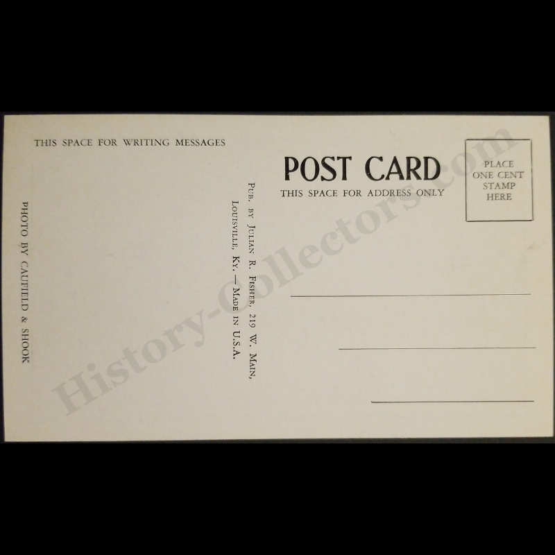 c1937 Louisville Kentucky Ohio River Flood Lithograph Postcard (Not RPPC) - Julian R. Fisher - Heyburn Building - Broadway Avenue - Fourth Avenue - Caufield & Shook Photograph