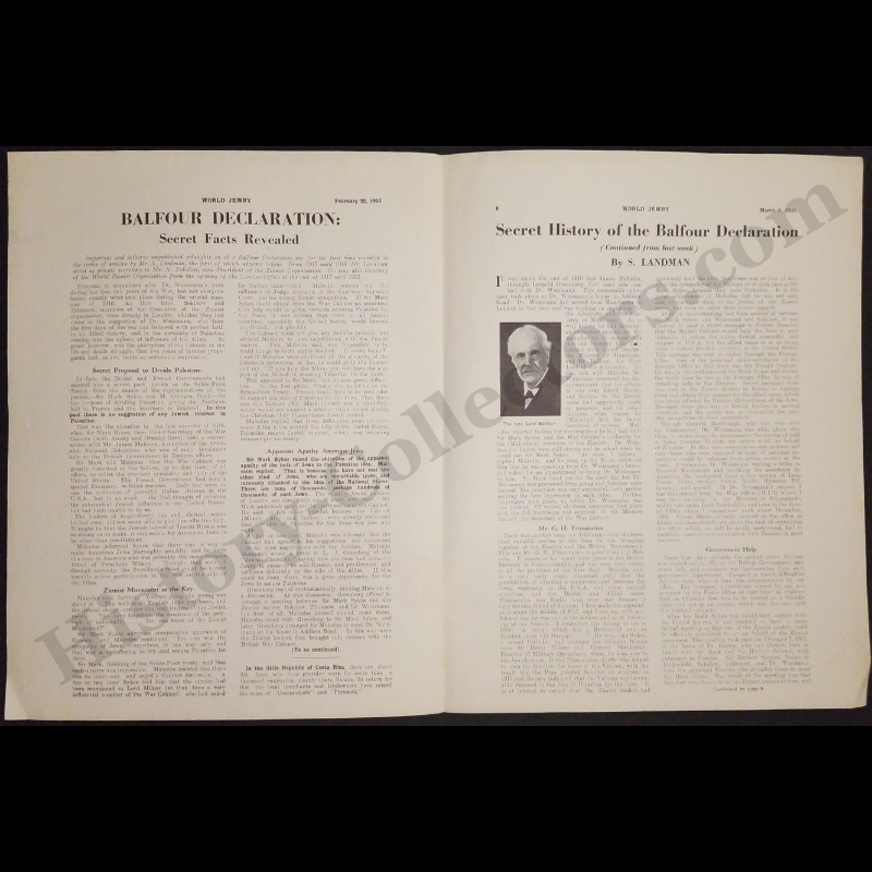 c1940 1935 World Jewry Lithograph Print - Pro-Zionist Balfour Declaration Commentary - S. Landman - Ready For Framing