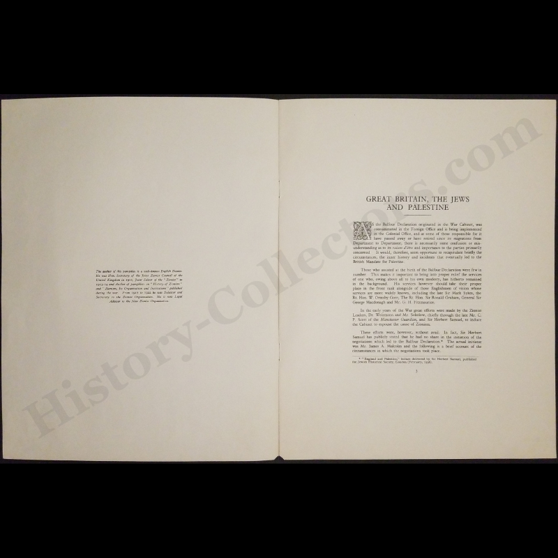 c1940 1936 Great Britain The Jews And Palestine Lithograph Print Pamphlet- Pro-Zionist Balfour Declaration Commentary - Samuel Landman - Ready For Framing