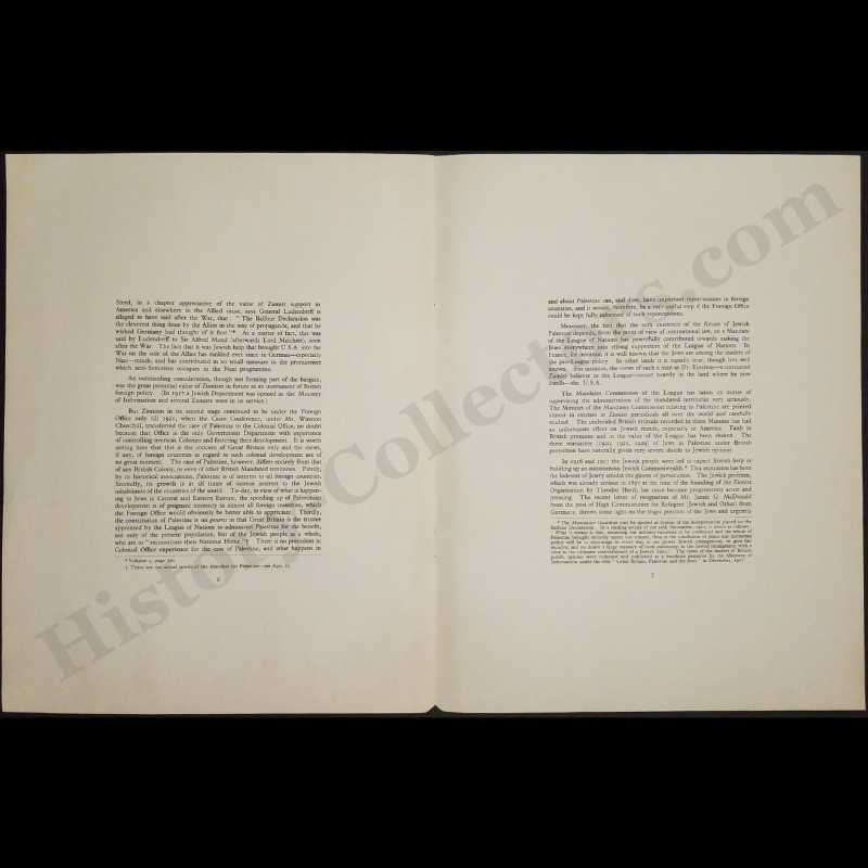 c1940 1936 Great Britain The Jews And Palestine Lithograph Print Pamphlet- Pro-Zionist Balfour Declaration Commentary - Samuel Landman - Ready For Framing
