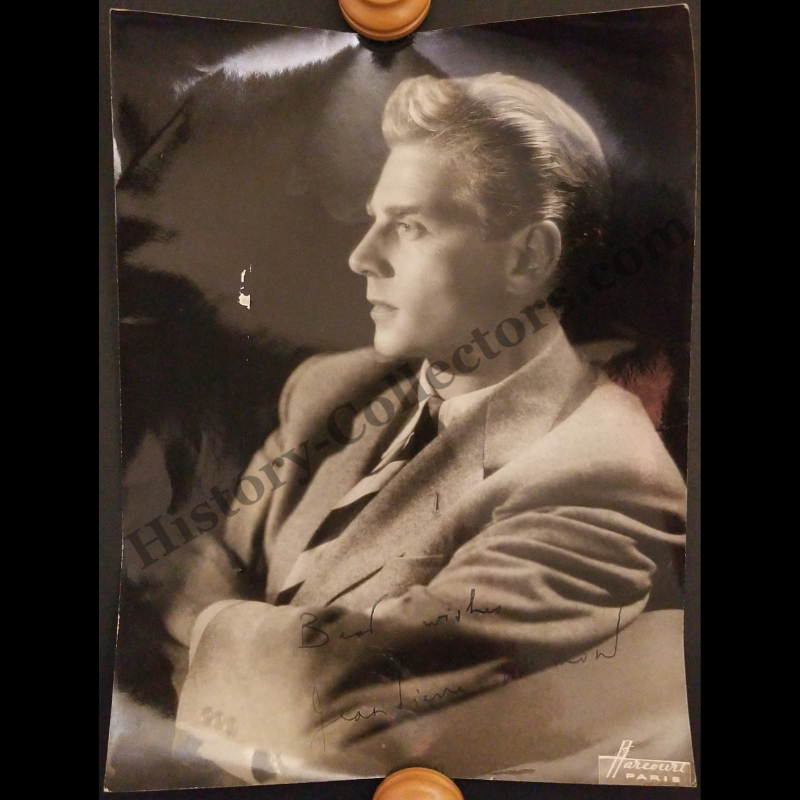 c1940 Jean-Pierre Aumont Autograph Signed Publicity Portrait Headshot Photograph - Harcourt Paris - WWII Era - Ready For Framing