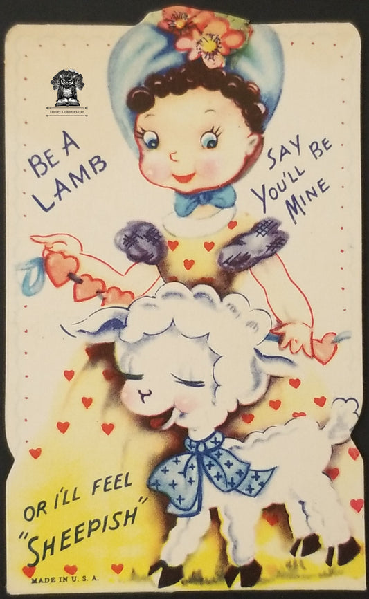 c1940s Children's Exchange Valentine's Day Card - Little Bo-Peep Nursery Rhyme