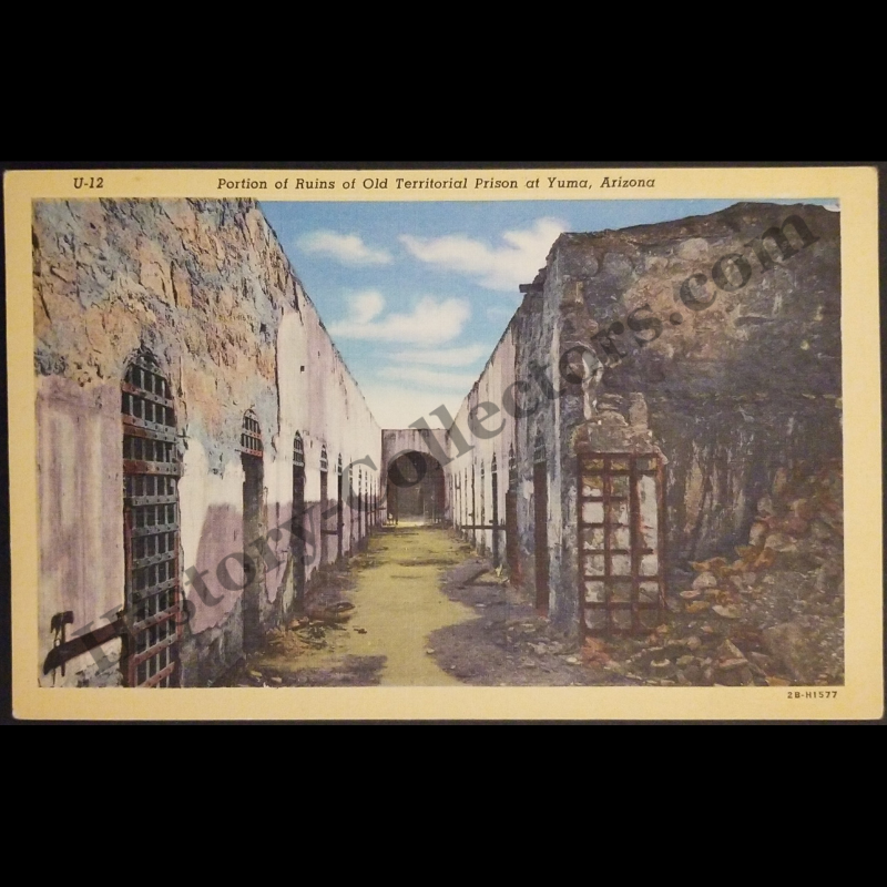 c1942 Old Yuma Arizona Territorial Prison Ruins Linen Postcard - World War II Era - Ready For Framing