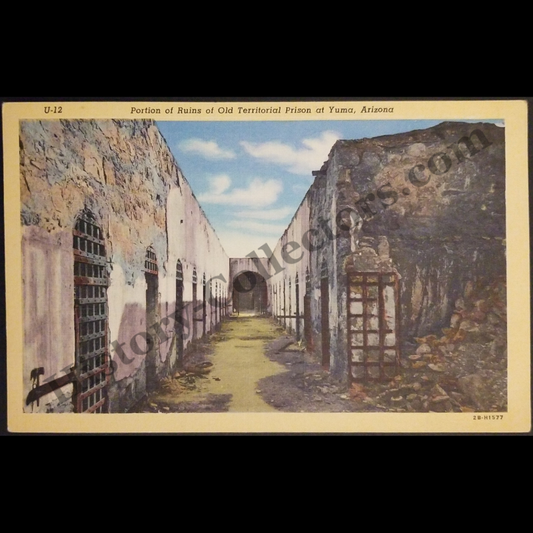 c1942 Old Yuma Arizona Territorial Prison Ruins Linen Postcard - World War II Era - Ready For Framing