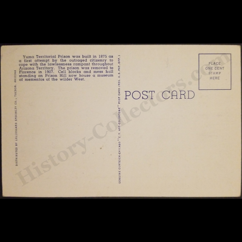 c1942 Old Yuma Arizona Territorial Prison Ruins Linen Postcard - World War II Era - Ready For Framing