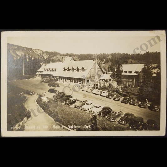 c1945 Mount Rainier National Park Paradise Inn Washington State RPPC Real Photo Postcard - Department Of The Interior - WWII Era - Ready For Framing