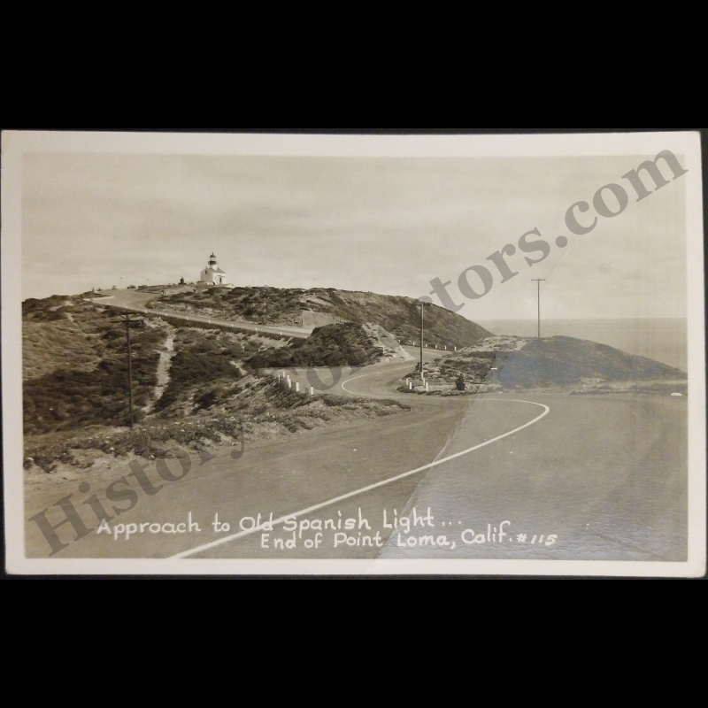 c1945 Old Spanish Light Point Loma San Diego California RPPC Real Photo Postcard - Cabrillo National Monument - Kodak Stamp Box - WWII Era