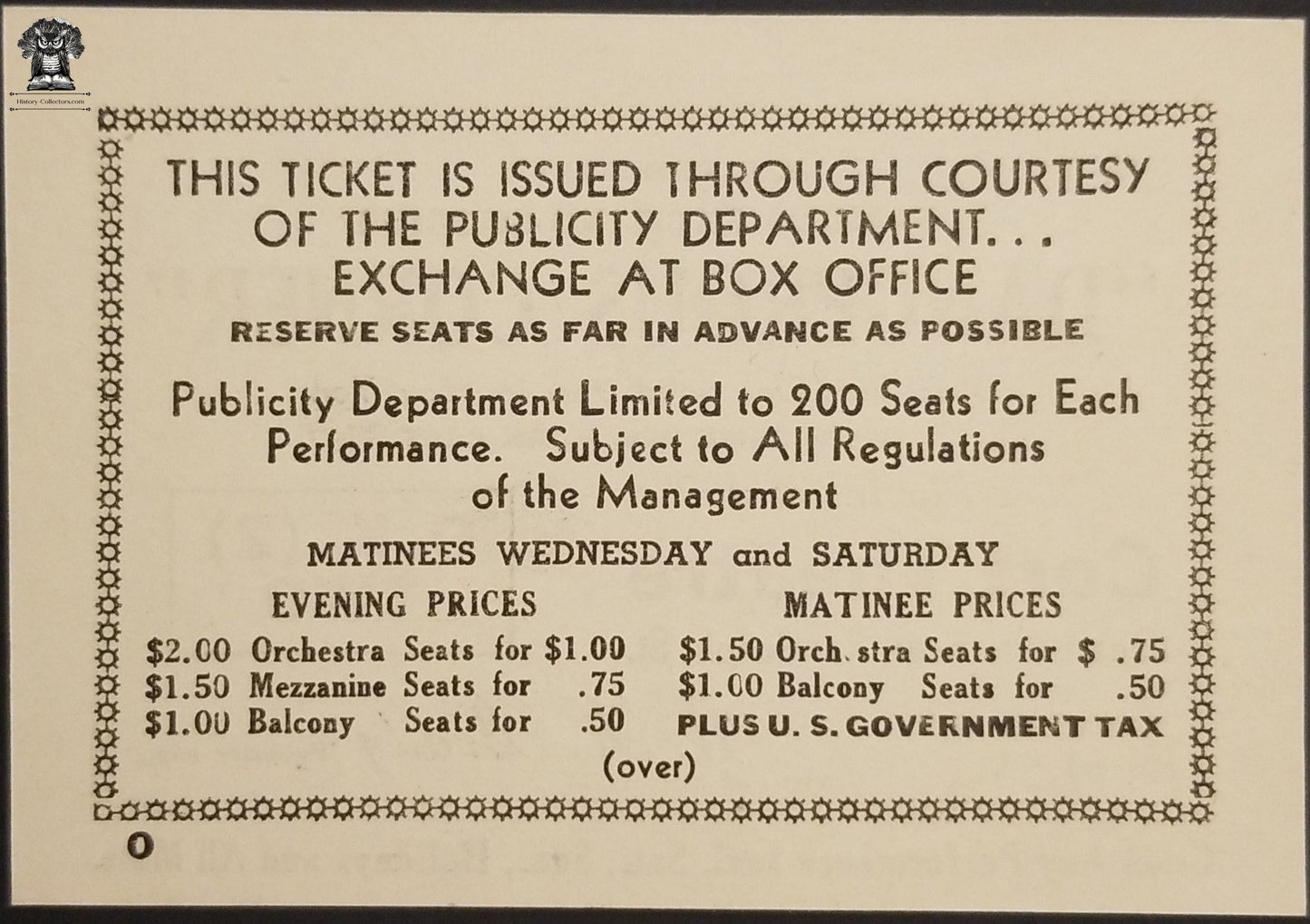 c1950s Cort Theatre Discount Coupon Dangerous Corner J.B. Priestley - Chicago IL