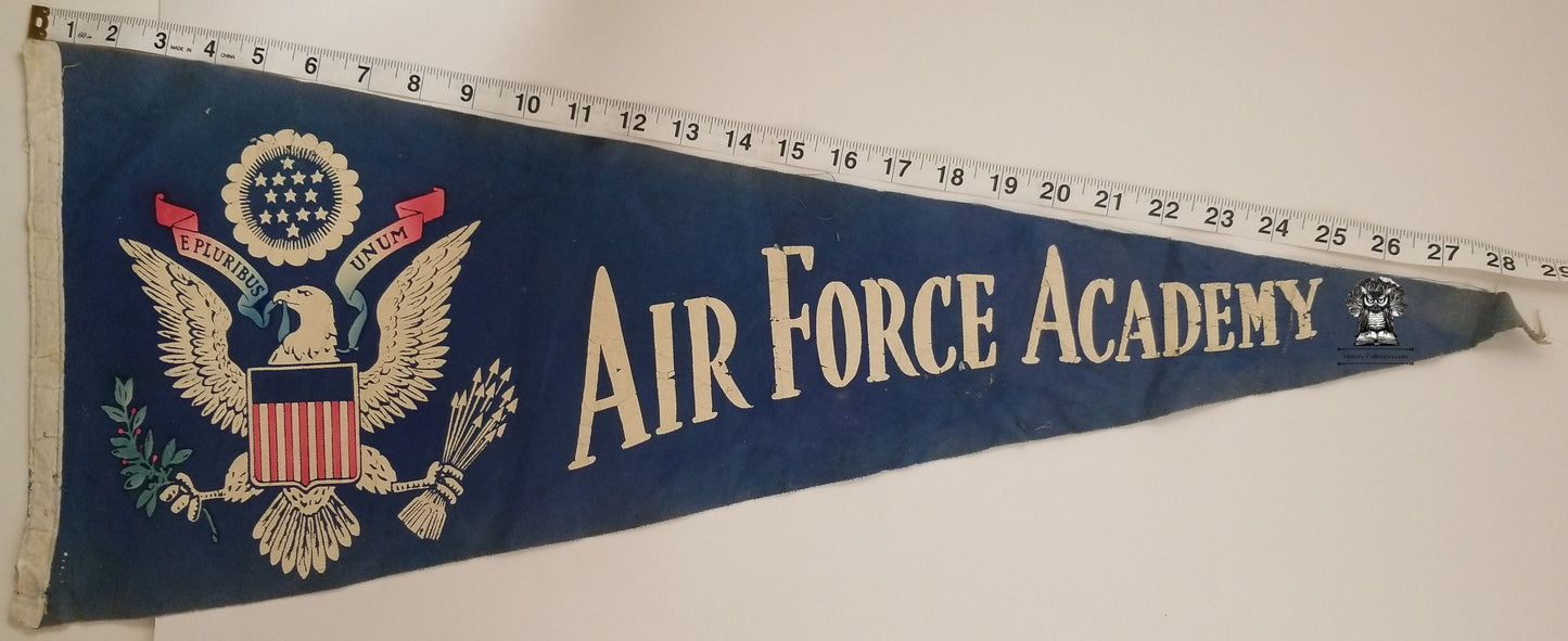 c1950s United States Air Force Academy Pennant - Lowry AF Base Colorado - Korean War Era E Pluribus Unum Logo