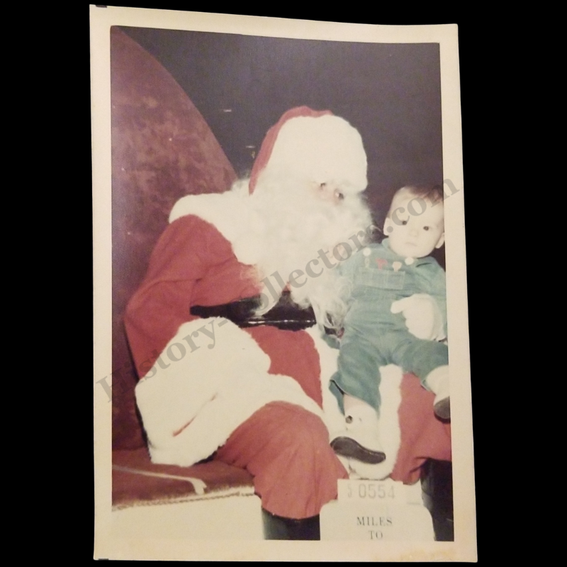 c1960s Department Store Christmas Santa Claus With Boy Child Professional Photograph - Unidentified Persons / Location - Historical Seasonal Nostalgia - Ready For Framing