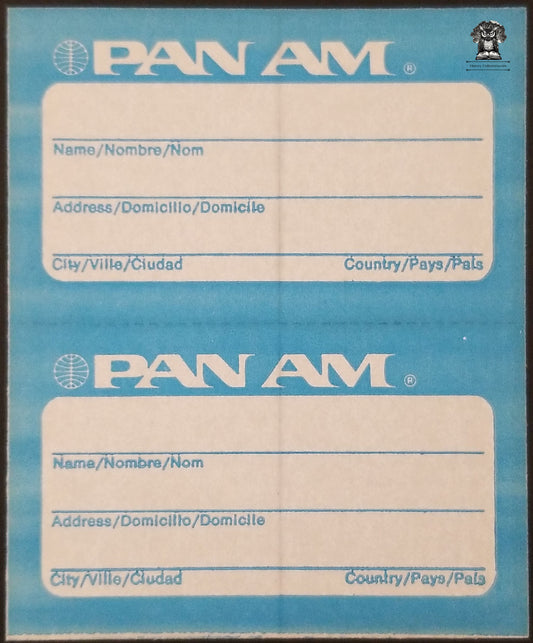 c1960s Pan Am Baggage Claim Tag Stickers x2 - Vintage Airline Retro Pan American