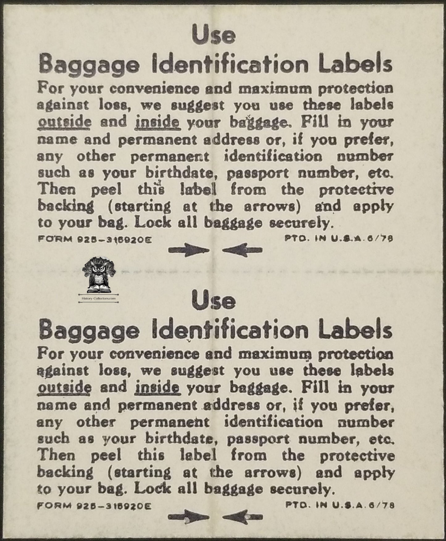 c1960s Pan Am Baggage Claim Tag Stickers x2 - Vintage Airline Retro Pan American