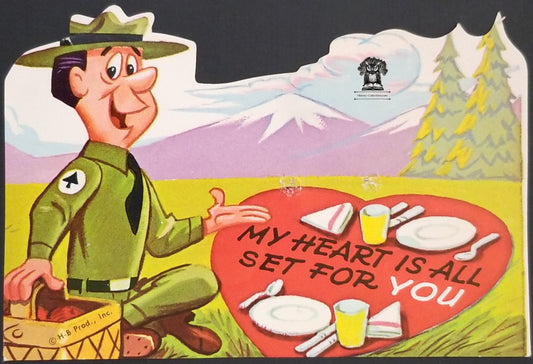 c1961 Children's Exchange Valentine's Day Card - Hanna-Barbera Ranger Smith Jellystone Park Yogi Bear